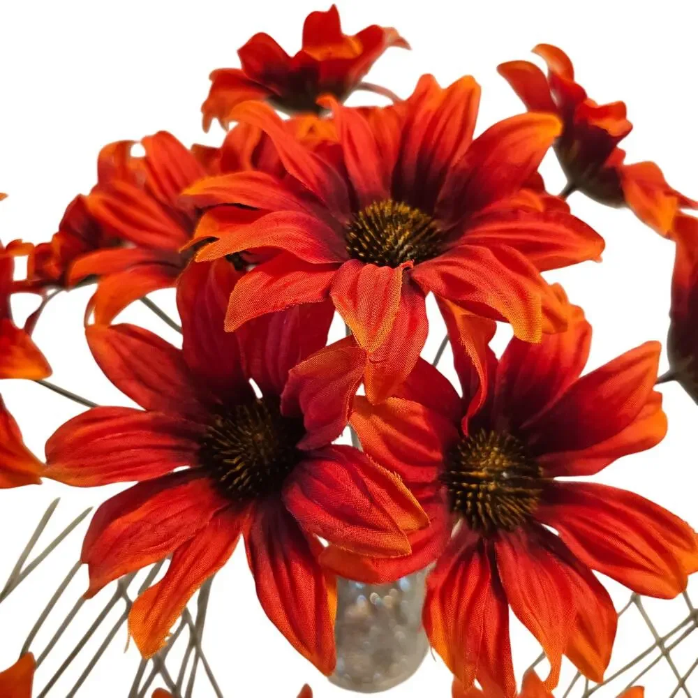 Red Orange Artificial Silk Daisy Flower Lot of 40 Stems Fall Floral Craft Decor